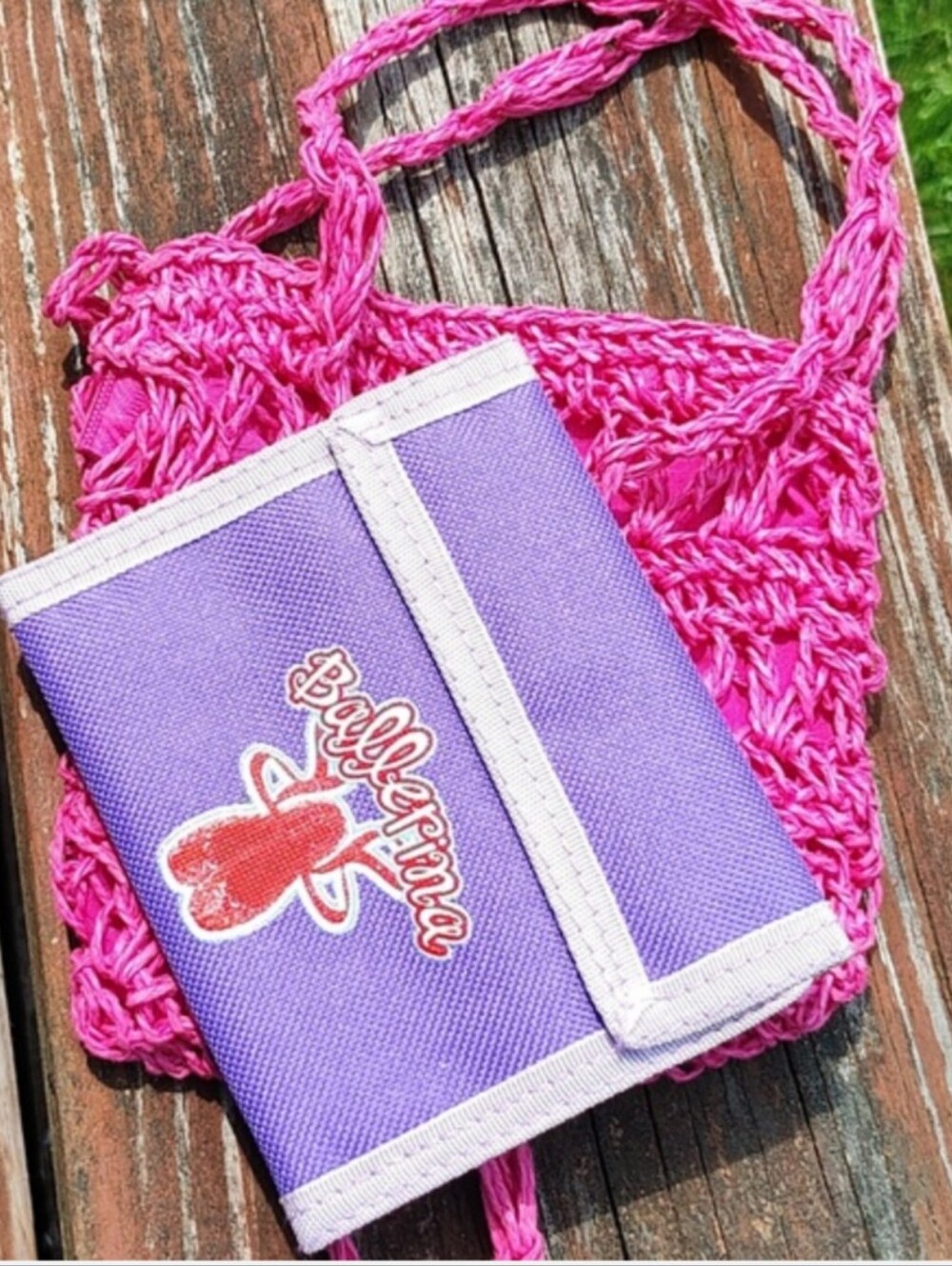 Girls Ballerina Velcro wallet with Hot Pink Purse